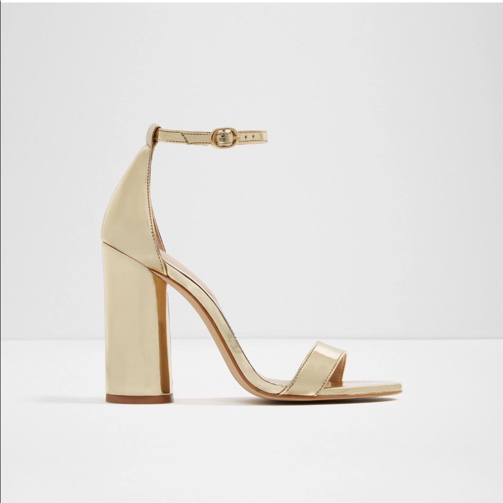 ALDO GOLD STRAP HELSA HEELS
